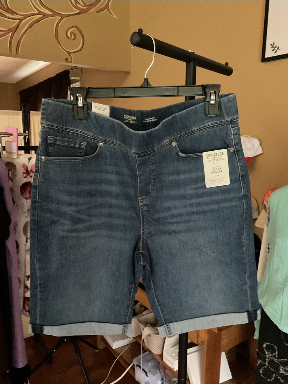 Signature by Levi Strauss Blue Rolled Cuff Denim Shorts